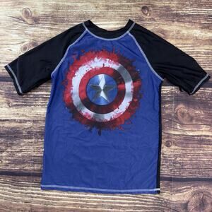 Avengers Captain America Shirt Youth Large Blue Red White Compression Marvel